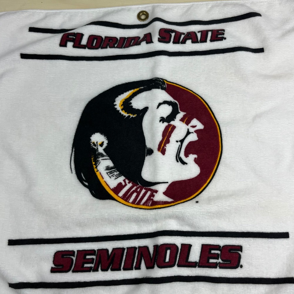 Florida State Seminoles Golf Towel Team Effort White Embroidered Cotton FSU NCAA - Picture 2 of 6